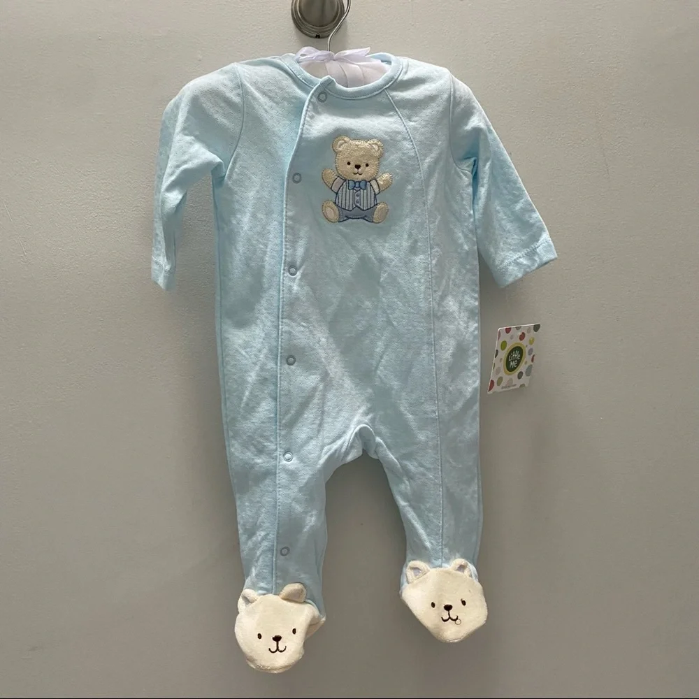 Little Me Newborn Cute Bear Footie in Blue Size 3M New.